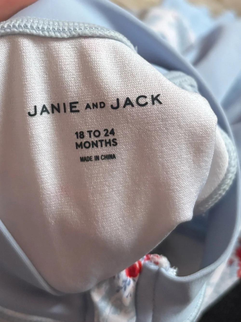 Janie and Jack Cherry Toile Long Sleeve Rash Guard Swimsuit 18-24 Months